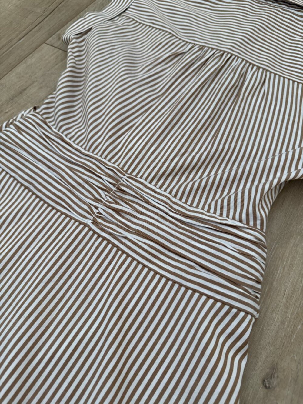 Veronica Beard Striped Cotton Waist Wrap Button Shirt Dress Acorn White Size 0 - Picture 5 of 9